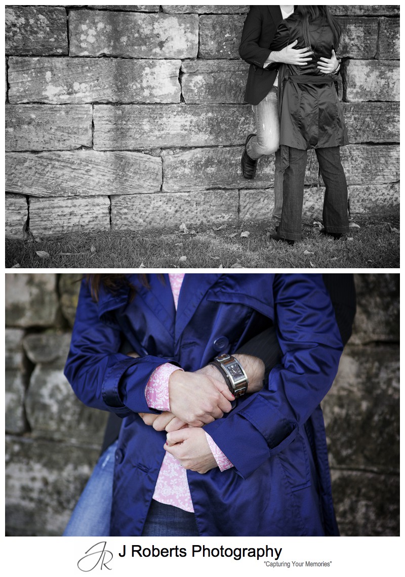 Couple intertwined hands - pre wedding photography sydney